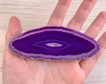 Purple Agate Slice - Mineral Specimen Rocks and Crystals - Agate Art Crafts Geode Home Decor