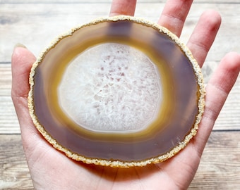 Natural Agate Slice - Natural Earth Tone Mineral Specimen Rocks and Crystals - Agate Slice Supply Natural Geode Slice