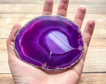 Purple Agate Slice - Geode Slab for Sale Craft Supply Mineral Specimen Rocks and Crystals Agate Art Home Decor