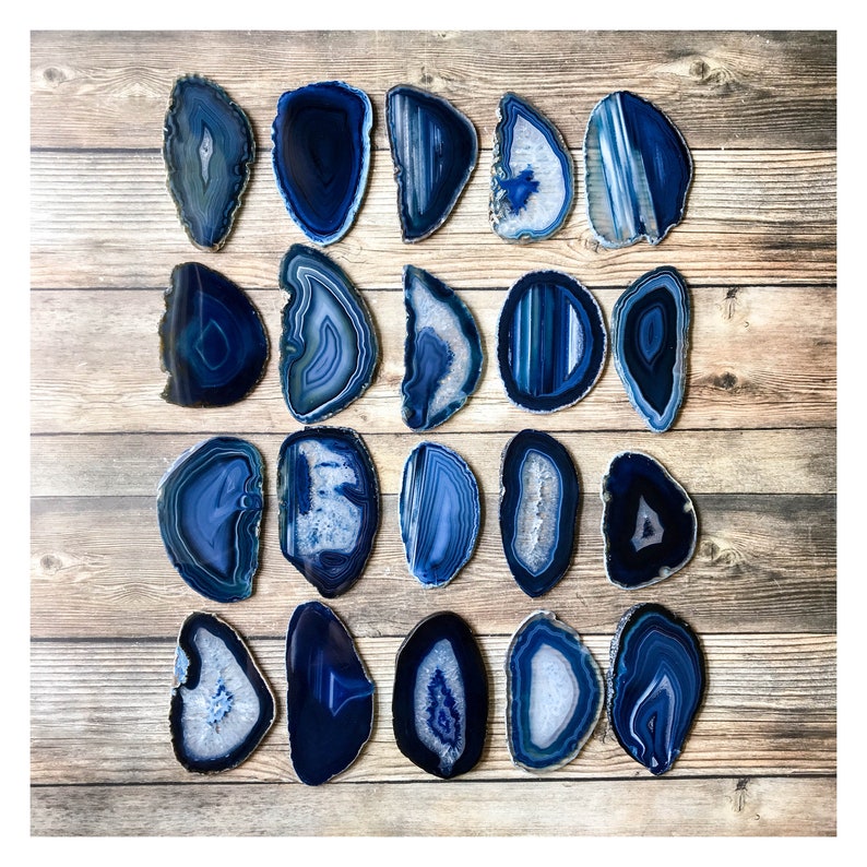 Blue Agate Place Cards Geode 2.53.5 Blank Wedding Crystals Placecards Bulk Slices Wholesale image 4