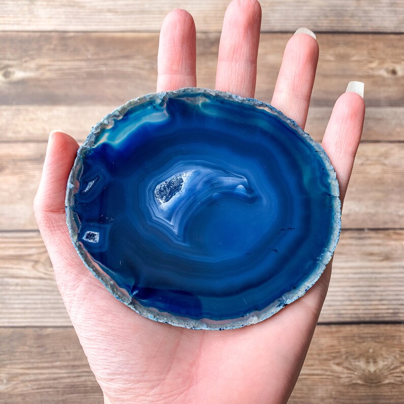 Agate Blue Geode Slice Rocks and Crystals Dyed Agate for Crafts or Frame Mineral Specimen Home Decor