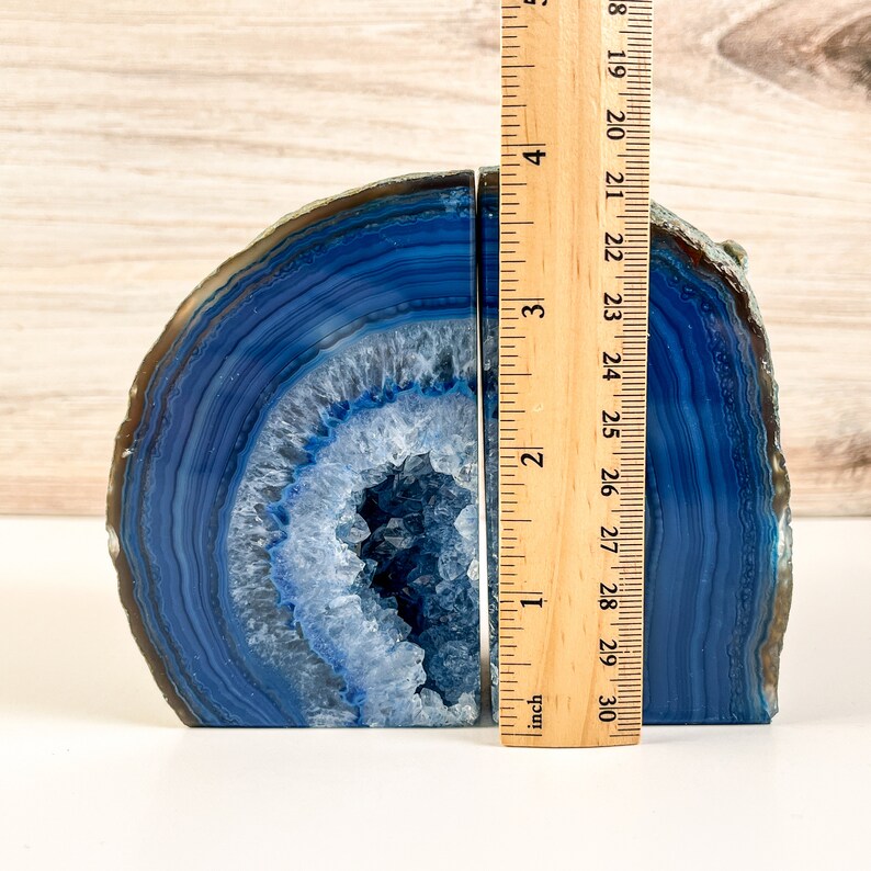 Agate Bookends Geode Bookends Blue Agate Bookends Etsy