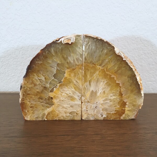 Agate Bookends - Yellowish Brown Stone Bookends
