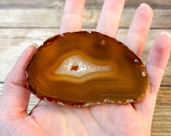 Natural Agate Slice - Natural Earth Tone Mineral Specimen Rocks and Crystals - Agate Slice Supply Natural Geode Slice