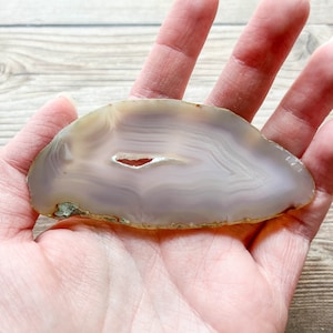 Natural Agate Slice - Natural Earth Tone Mineral Specimen Rocks and Crystals - Agate Slice Supply Natural Geode Slice
