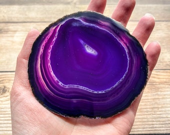 Purple Agate Slice - Geode Slab for Sale Craft Supply Mineral Specimen Rocks and Crystals Agate Art Home Decor