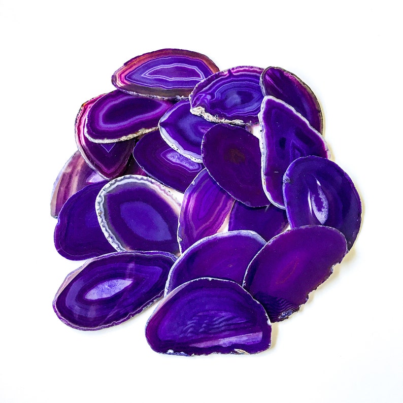 Purple Agate Place Cards 2.5-3.5 Blank Geode Wedding Crystals Placecards Bulk Agate Slices Wholesale geodes wholesale agate