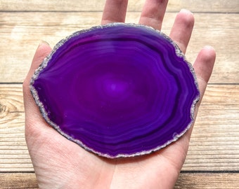 Purple Agate Slice - Geode Slab for Sale Craft Supply Mineral Specimen Rocks and Crystals Agate Art Home Decor