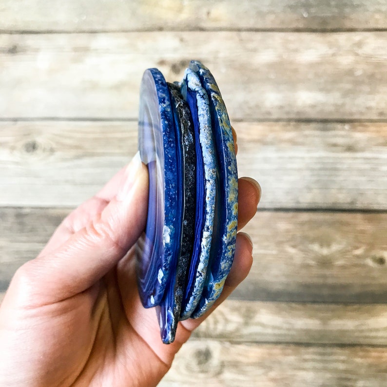 Blue Agate Place Cards Geode 2.53.5 Blank Wedding Crystals Placecards Bulk Slices Wholesale image 8