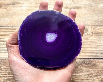 Purple Agate Slice - Geode Slab for Sale Craft Supply Mineral Specimen Rocks and Crystals Agate Art Home Decor