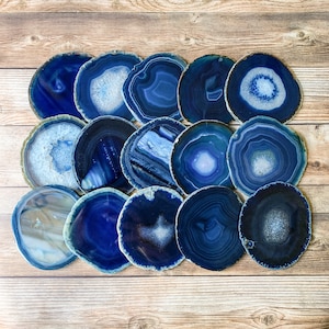 Blue Geode Coasters 3.00"-3.75" Bulk Agate Round Slices Mother's Day Gift for Her Wholesale Wedding Favors Stones Blank