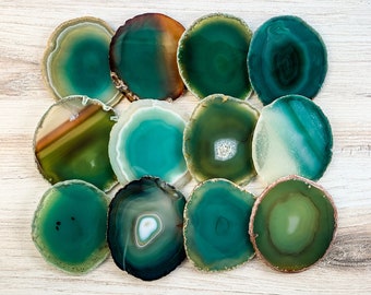 Green Geode Slice Coasters - Mother's Day Gift For Her Bulk Agate Crystals Home Decor Craft