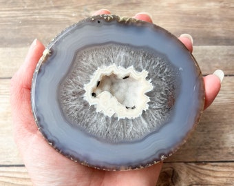 Large Natural Agate Hollow Geode - Polished Split Half Stone Crystal