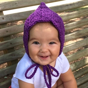 Baby Girl Crochet Bonnet - Baby Hats - Infant Hats - Baby Bonnets - Pixie Hat - Toddler Bonnet - Cotton Baby Bonnet - Baby Girl Bonnets