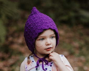 First Birthday Gift, Baby Girl Bonnet, Pixie Hat, Pixie Bonnet, Crochet Bonnet, Toddler Gift