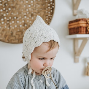 Baby Pixie Hat, Crochet Pixie Bonnet, Baby Hat With Ties, Toddler Pixie Hat, Knit Toddler Hat, First Birthday Gift, Gift for 1 Year Old