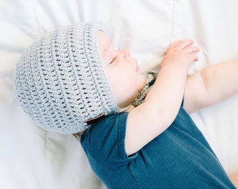 Baby Bonnet Boy, Crochet Baby Hat, Baby Shower Gift, Baby Boy Gift, Crochet Baby Bonnet