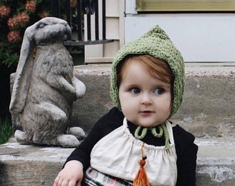 Crochet Baby Bonnet Girl - Cotton Pixie Hats - Knitted Hat Gift Items - Meadoria Bonnets