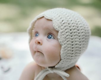 Crochet Baby Bonnet, Cotton Newborn Hat, Baby Shower Gift, Handmade Baby Bonnets, Gift for New Baby, Useful Baby Shower Gifts, Infant Bonnet