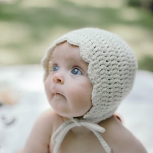 Crochet Baby Bonnet, Cotton Newborn Hat, Baby Shower Gift, Handmade Baby Bonnets, Gift for New Baby, Useful Baby Shower Gifts, Infant Bonnet image 1