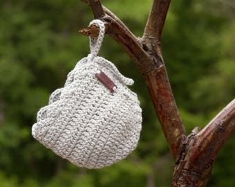 Crochet Baby Bonnet – Gray Cotton Knit Newborn Hat