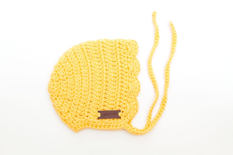 Crochet Baby Bonnet for Baby Girl Newborn Baby Girl Gift Soft Cotton Crochet Bonnet Infant Girl Hat Yellow Ria Bonnet image 6