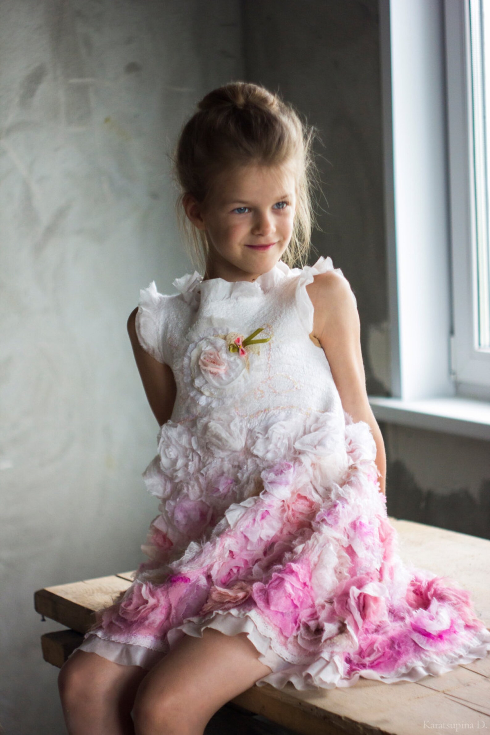 Felted Dress Rose Dress Girl Dress Felt Dress Spring | Etsy