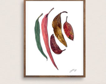 Australian Gum Leaves Printable Wall Art – Eucalyptus Botanical Digital Download, Native Flora Art Print, Instant Download Home Decor