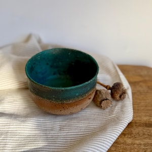 Handmade Ceramic Bowl | Dark Green Stoneware Bowl | Rustic Pottery Bowl | Wheel Thrown Serving Bowl | Artisan Kitchen Decor | Handmade Gift