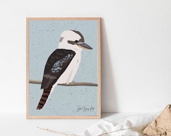 Kookaburra art print downloadable JPG