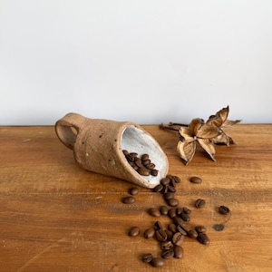 Ceramic Coffee Bean Scoop – Handmade Pottery Kitchen Decor