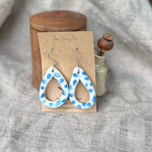 Blue dot drop earrings