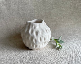 Small white crinkle vase