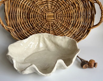 Coastal Ceramic Dish | Handmade Shell Decor
