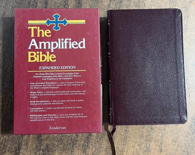 Amplified Classic 1987 Bible, Standard Size - Burgundy Genuine Top Grain Leather - out of print AMPC
