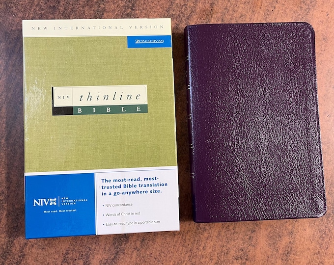 NIV 1984 Thinline Bible - Eggplant Bonded Leather - 1996 edition printed in Belgium 0310921708