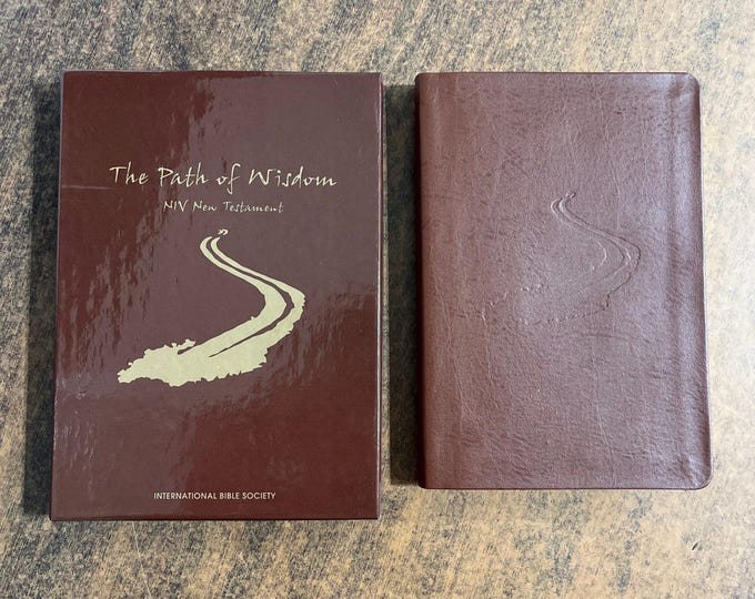 NIV 1984 "Coat Pocket" New Testament Bible - Brown Leather - Out of Print NIV "Path of Wisdom", Single Column