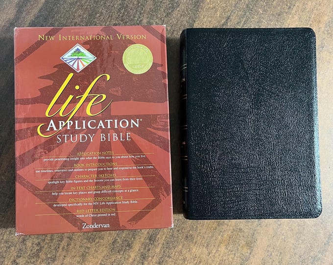 NIV 1984 Life Application Study Bible - Black Bonded Leather - Printed in United States America USA - Out of Print NIV 9780310919773