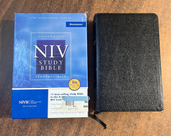 NIV 1984 Study Bible Personal Size - Black Bonded Leather - Out of Print NIV, 2002 notes, printed in united states of america