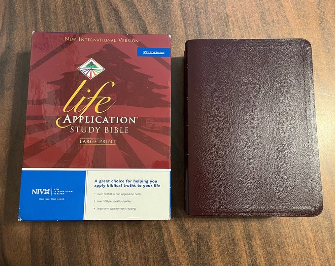 NIV 1984 Large Print Life Application Study Bible - Burgundy Bonded Leather - Out of Print NIV
