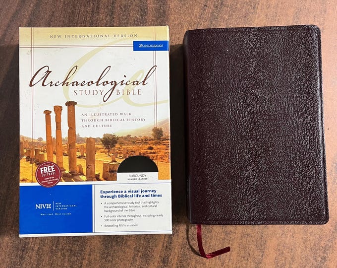 NIV 1984 Archaeological Study Bible - Burgundy Bonded Leather - Out of Print NIV, Single column text