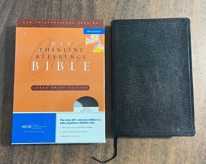 NIV 1984 Large Print Thinline Reference Bible - Black Bonded Leather, Center Column Reference - Out of Print NIV, New Internat