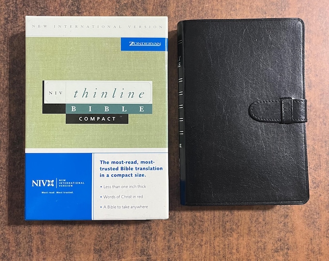 NIV 1984 Compact Thinline Bible with Side Tab Closure - Black Bonded Leather -Out of Print NIV Edition 2002, (Compact Ultrathin Size)