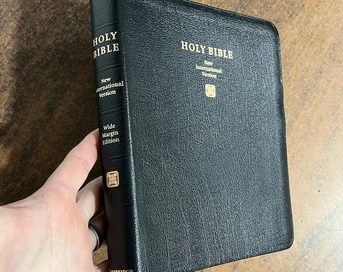 NIV 1984 Cambridge Wide Margin Bible - Black Calfskin Genuine Leather -Out of Print NIV, Center column Reference