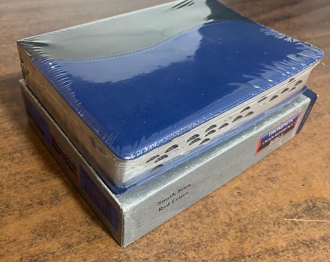 Sealed* NIV 1984 Thompson Chain Reference Bible, Handy Size Thumb Indexed - Navy / Blue Kirvella - Out of Print NIV 84