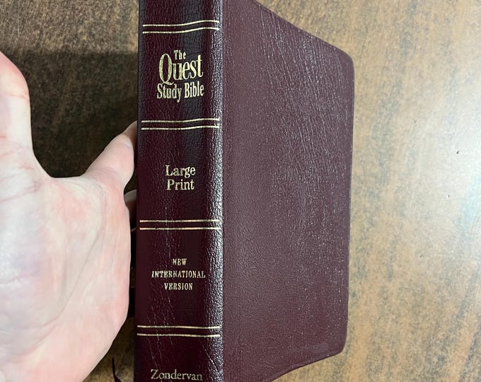NIV 1984 Large Print Quest Study Bible - Burgundy Bonded Leather - Out of Print NIV, printed in united states of america usa 0310924324