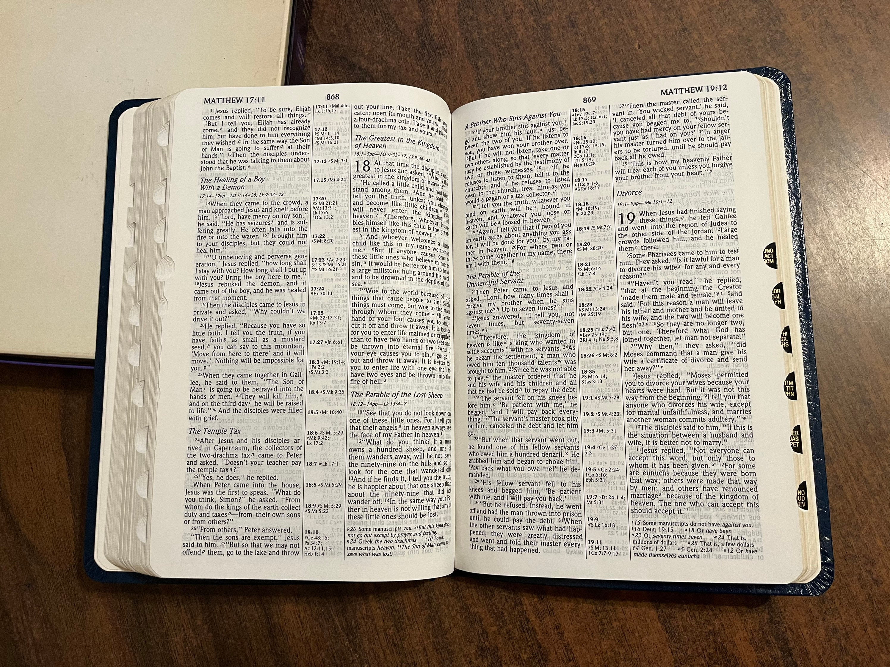 NIV 1984 Large Print UltraThin Bible Thumb Indexed Blue Bonded