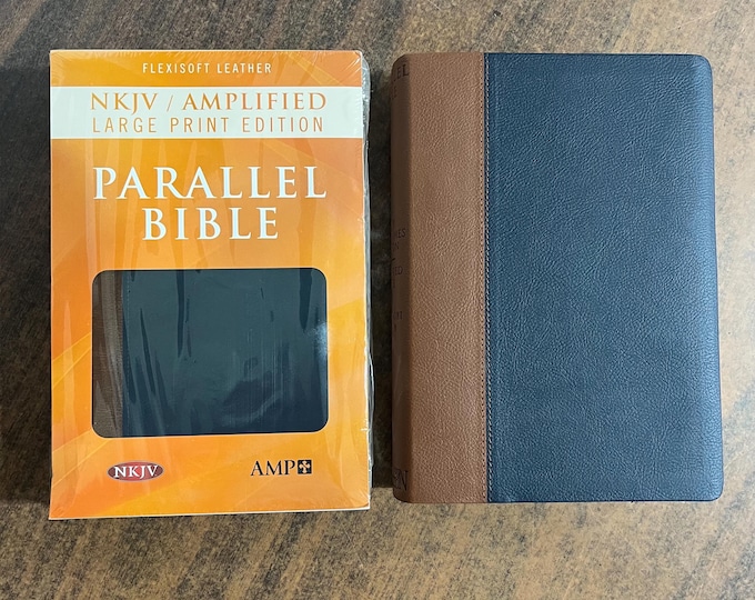 Amplified Classic 1987 / NKJV Parallel Large Print Bible - Blue / Brown Flexisoft - out of print AMPC