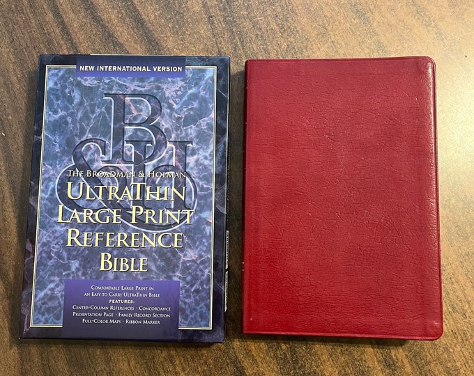 NIV 1984 Large Print UltraThin Reference Bible - Burgundy Bonded Leather - Out of Print NIV New International Version (Thinline Size)