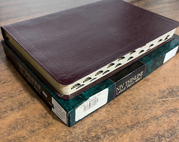 NIV 1984 Large Print Thinline Bible Thumb Indexed - Burgundy Bonded Leather - Out of Print NIV New International Version 1996 printed in usa